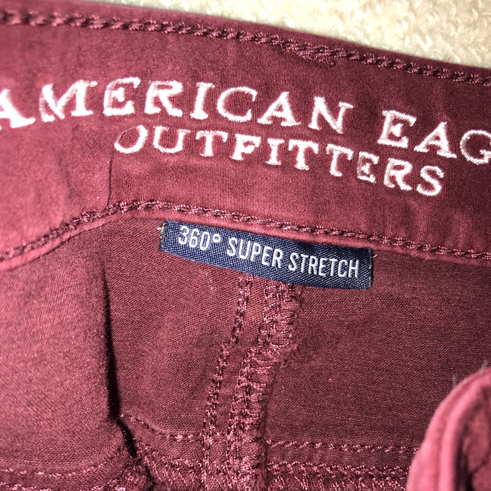 burgundy super stretchy jeans
